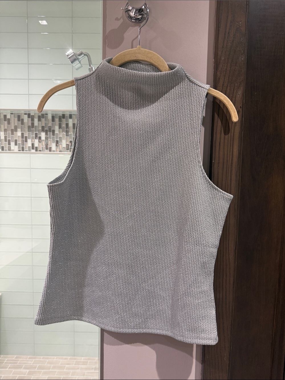H&M Gray Ribbed Mock Neck Tank Top